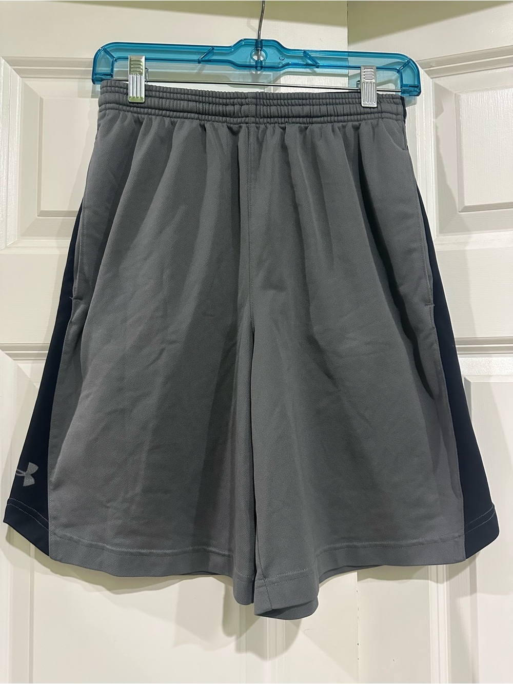Under Armour Men’s Gray Athletic Shorts with Navy Side Panels